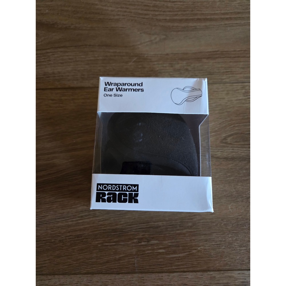 Nordstrom Rack Wraparound Ear Warmers Black Recycled Fleece One Size RN17541